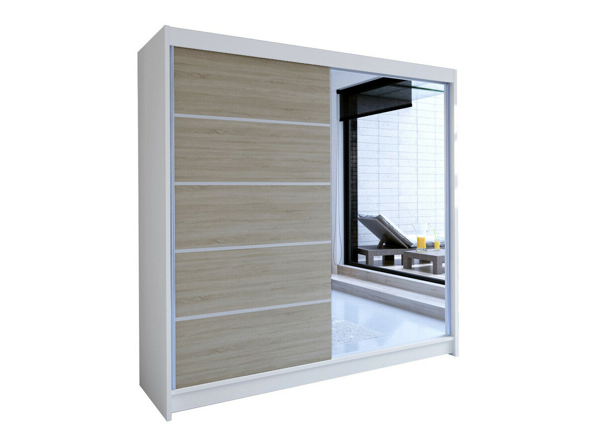 Kleiderschrank Closico Cavaris III (Weiß + Sonoma Eichenholzoptik)