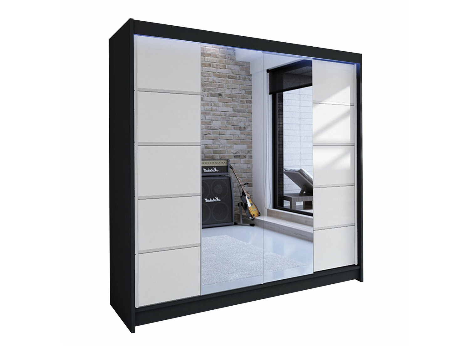 Kleiderschrank Closico Cavaris V (Schwarz + Weiß)