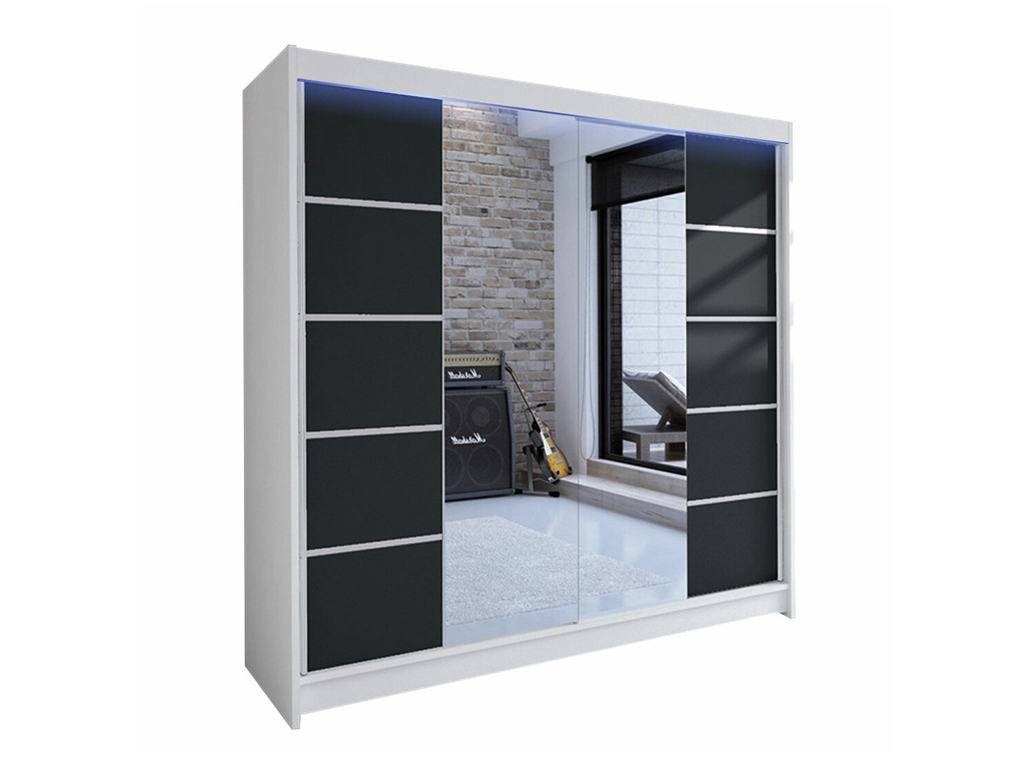 Kleiderschrank Closico Cavaris V (Weiß + Schwarz)