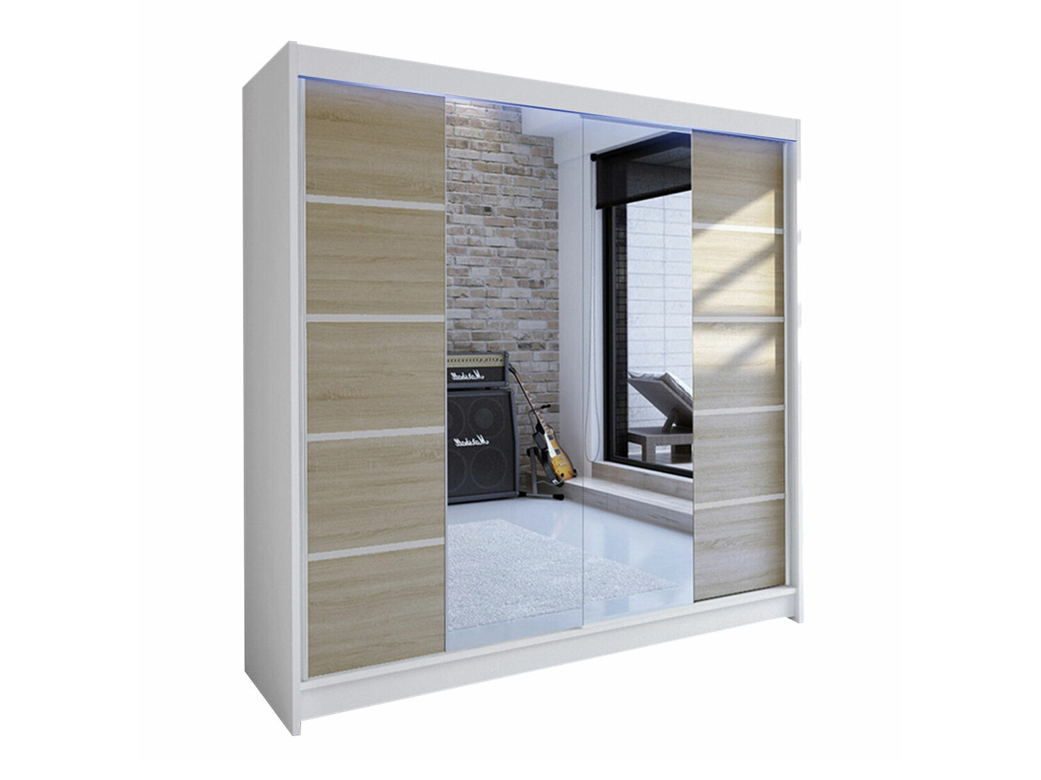 Kleiderschrank Closico Cavaris V (Weiß + Sonoma Eichenholzoptik)