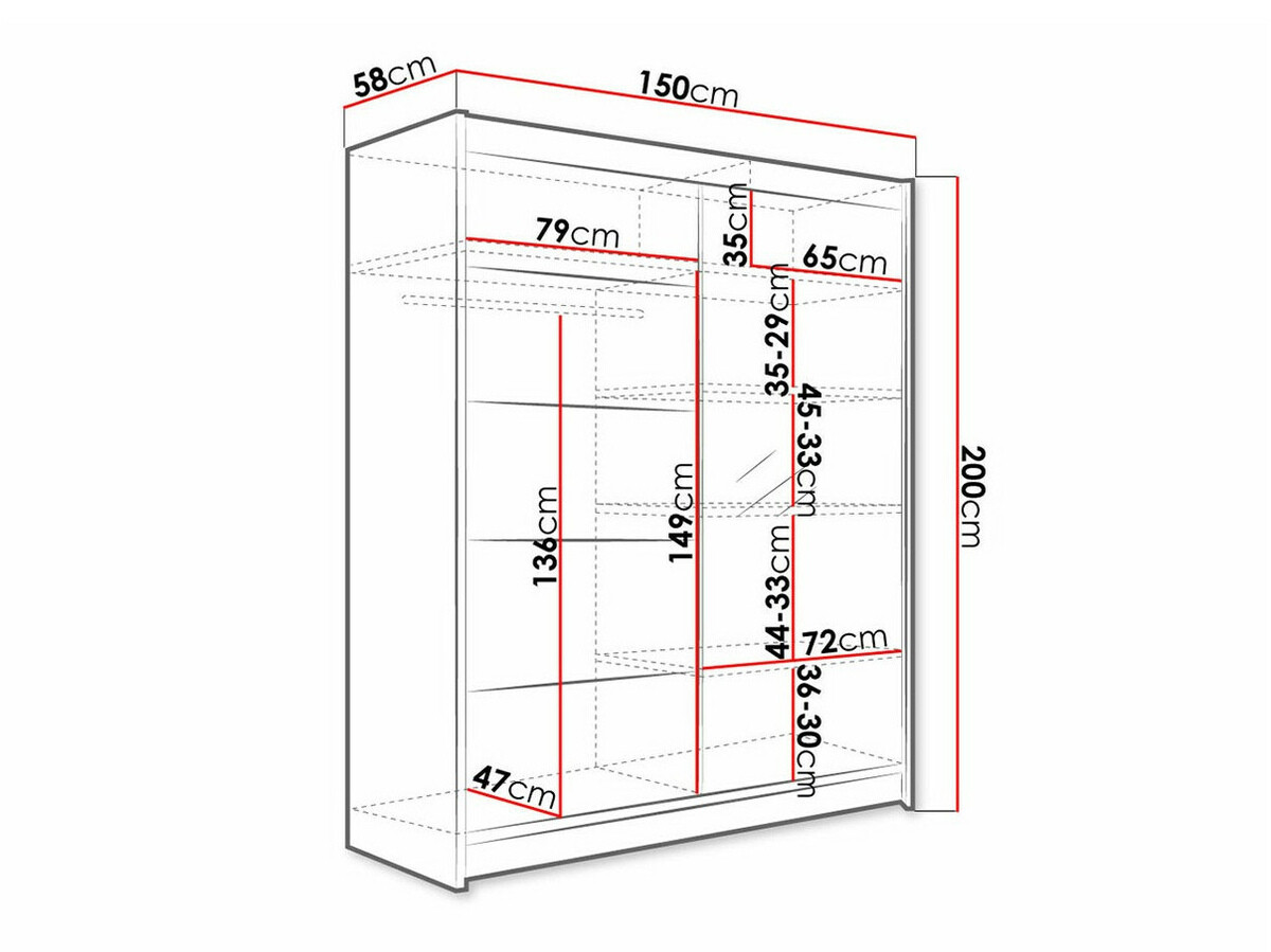 Kleiderschrank Closico 143 (Weiß + Sonoma Eichenholzoptik)