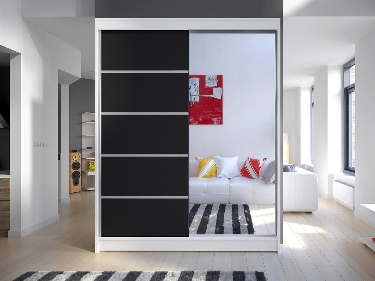Kleiderschrank Closico Vastor III (Weiß + Schwarz)