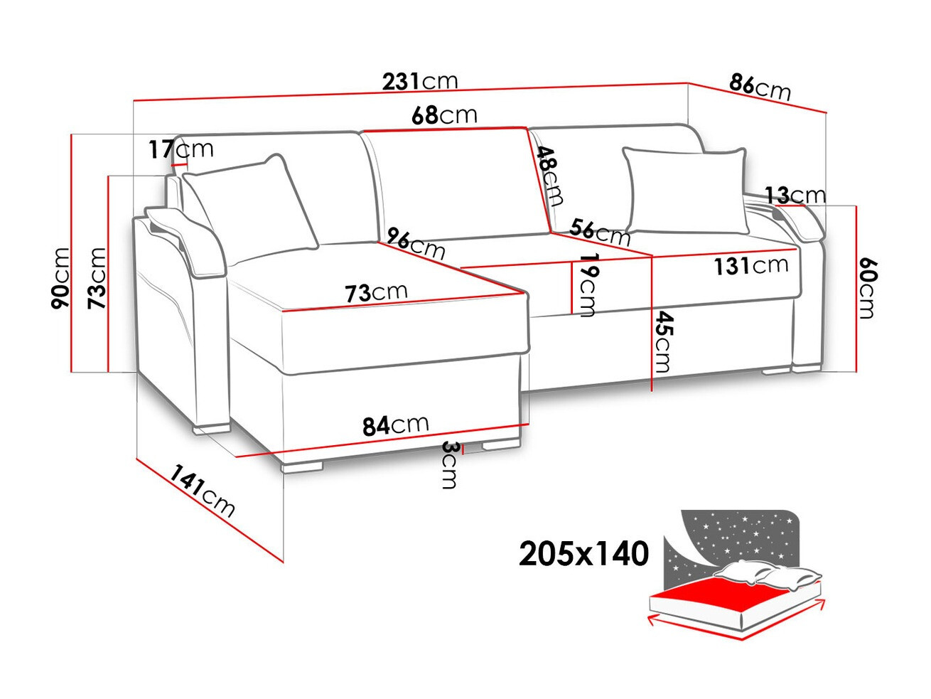 Ecksofa Carlsbad 104 (Luxo 6605 + Luxo 6601)