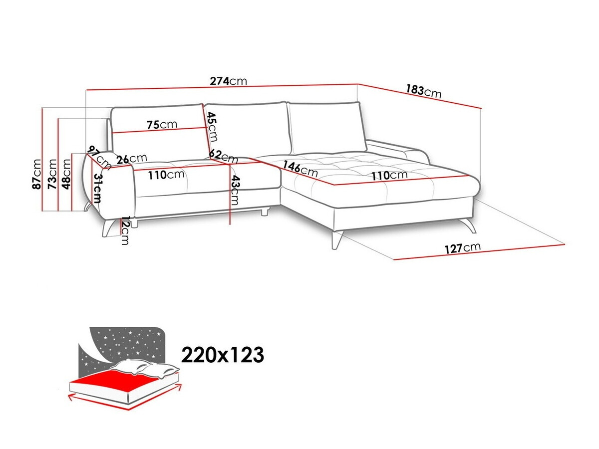 Ecksofa ComfiDream 110 (Sawana 05)