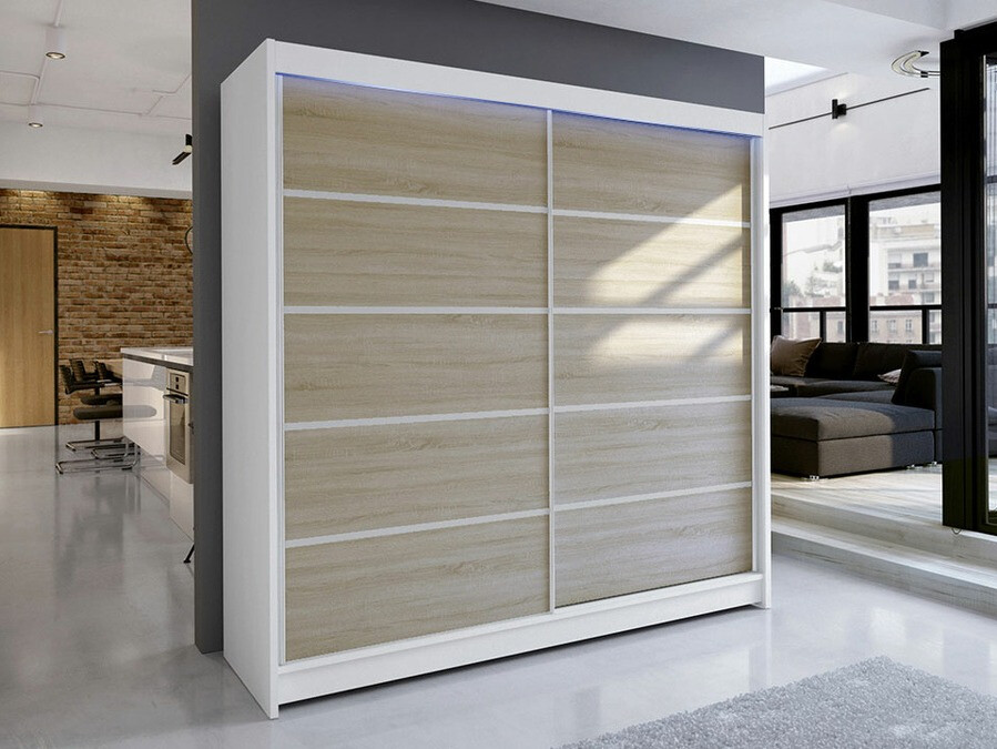 Kleiderschrank Closico Cavaris IV (Weiß + Sonoma Eichenholzoptik)