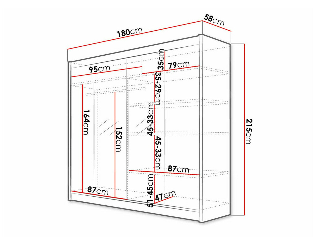 Kleiderschrank Closico 138 (Weiß + Schwarz)