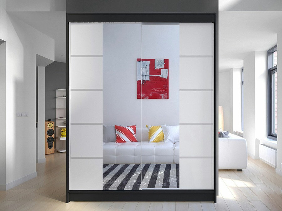 Kleiderschrank Closico 146 (Schwarz + Weiß)