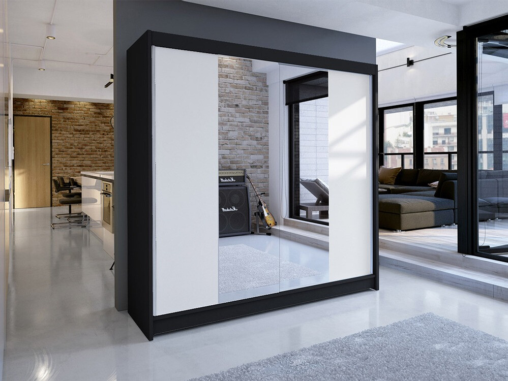 Kleiderschrank Closico Cavaris II (Schwarz + Weiß)