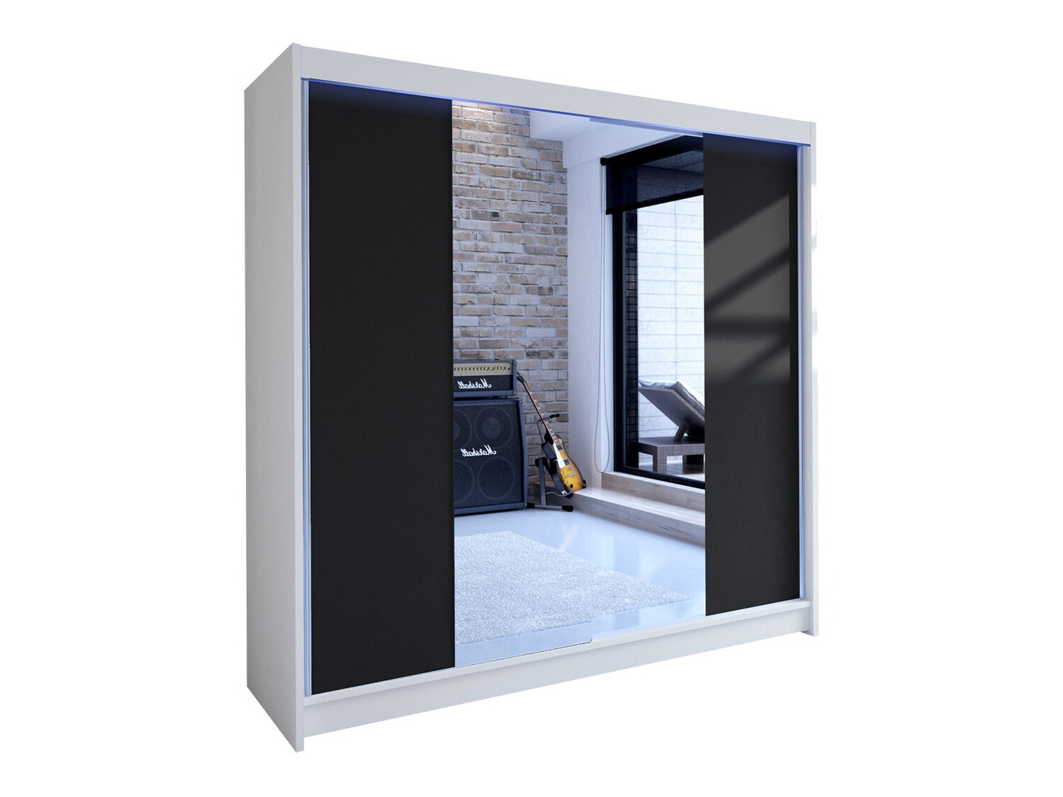 Kleiderschrank Closico Cavaris II (Weiß + Schwarz)