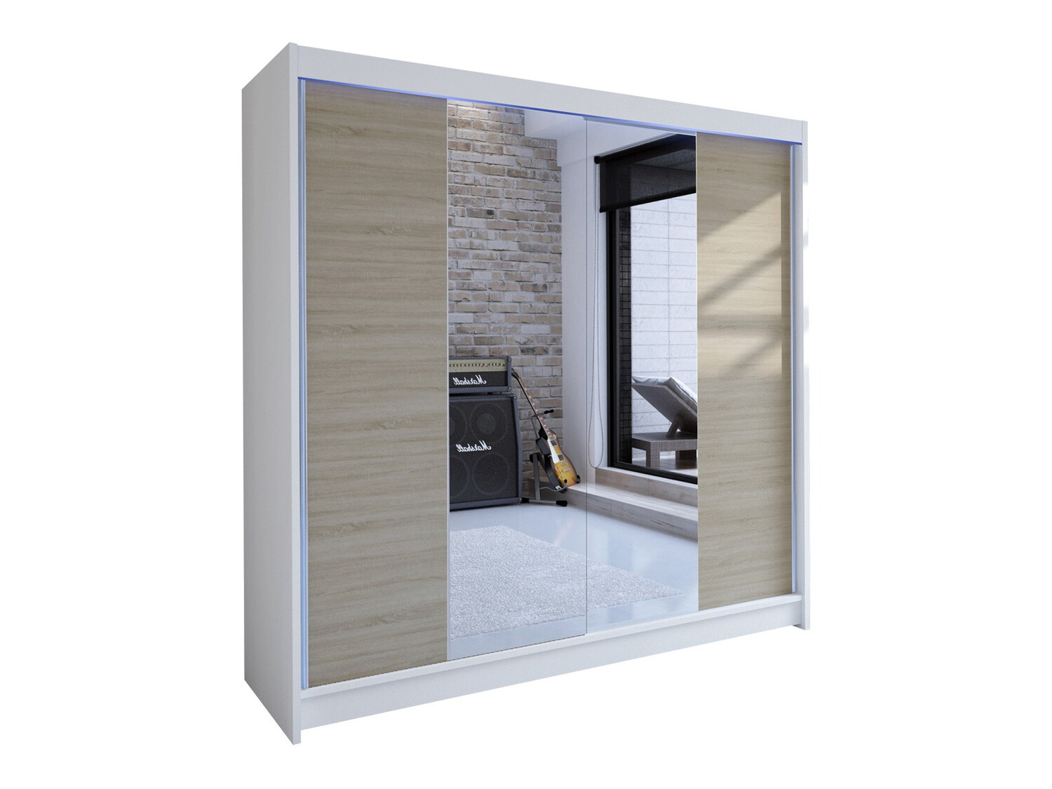Kleiderschrank Closico Cavaris II (Weiß + Sonoma Eichenholzoptik)