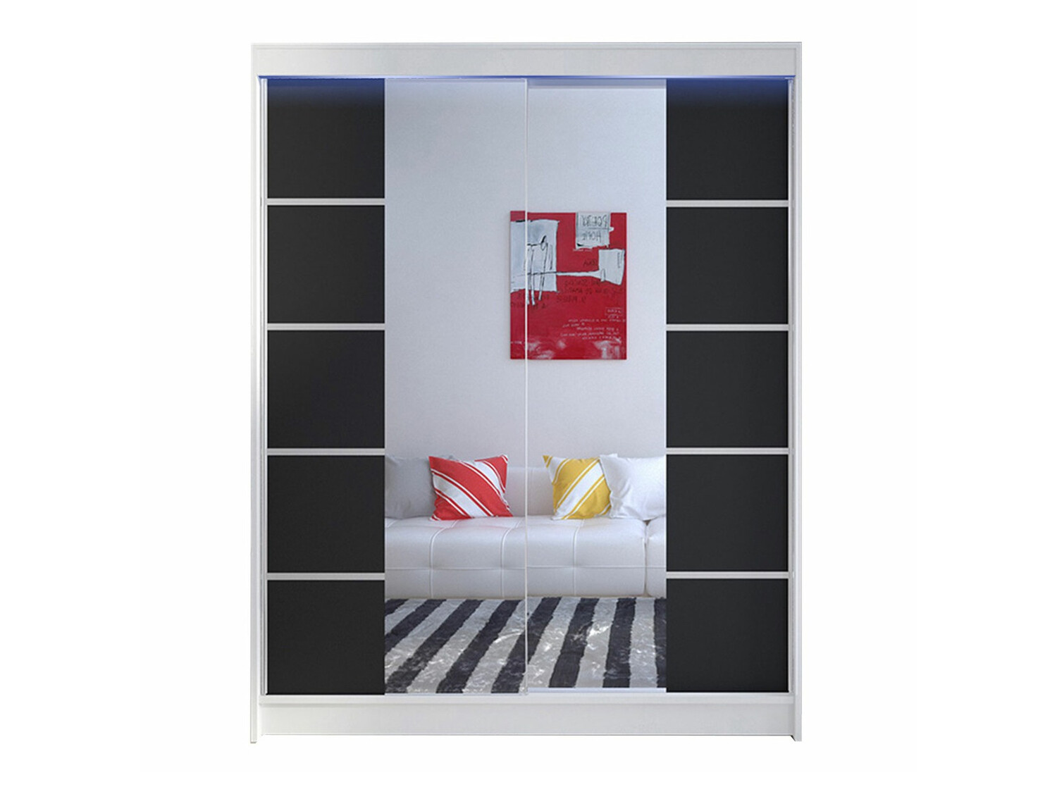 Kleiderschrank Closico Vastor V (Weiß + Schwarz)