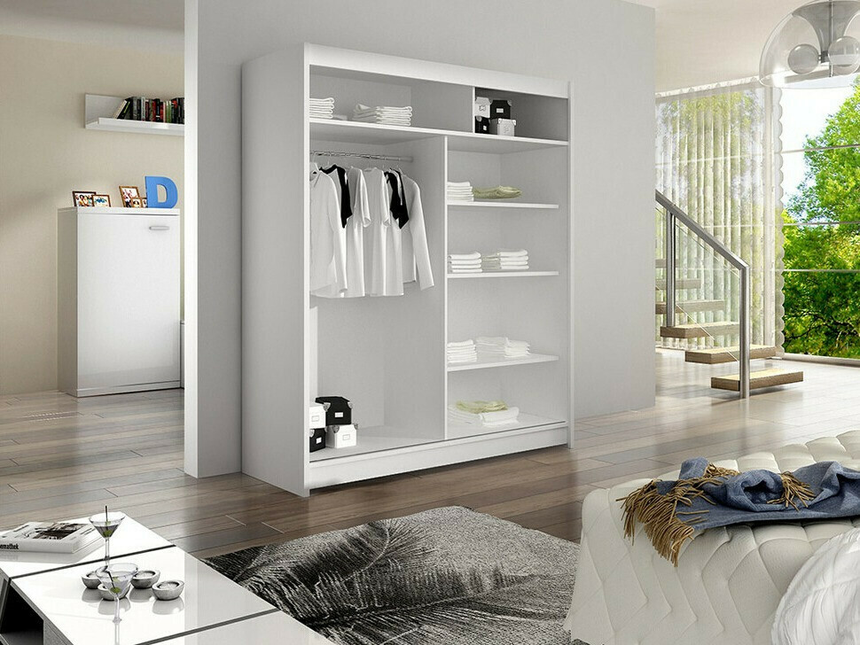 Kleiderschrank Closico Vastor V (Weiß + Sonoma Eichenholzoptik)