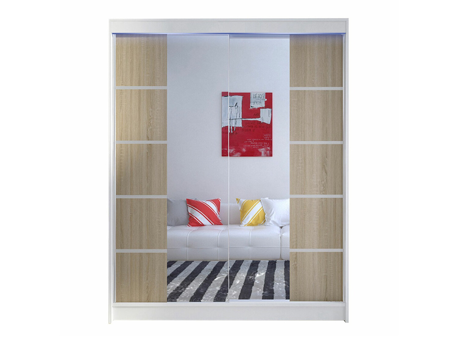 Kleiderschrank Closico Vastor V (Weiß + Sonoma Eichenholzoptik)