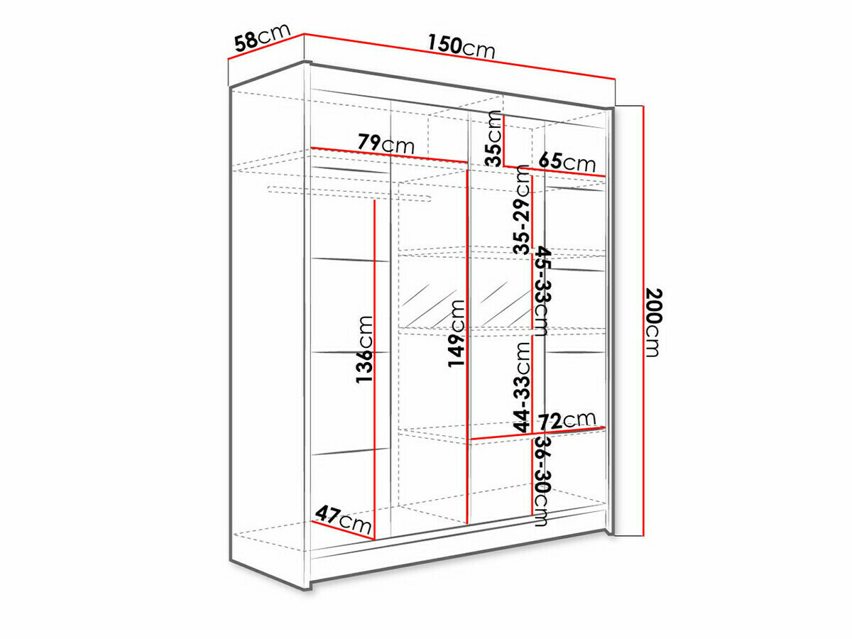 Kleiderschrank Closico Vastor V (Weiß + Sonoma Eichenholzoptik)