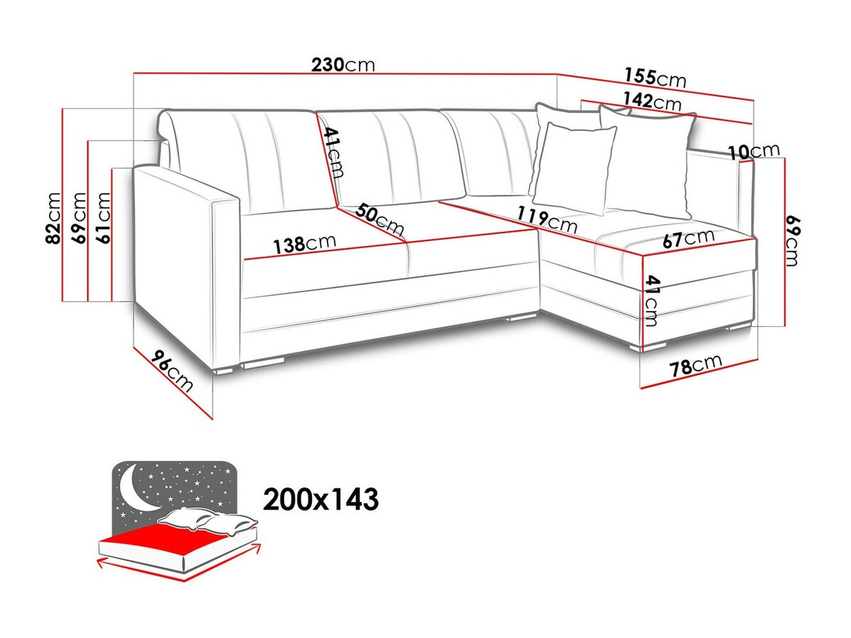 Ecksofa Edinburg 100 (Inari 26 + Cayenne 1113)