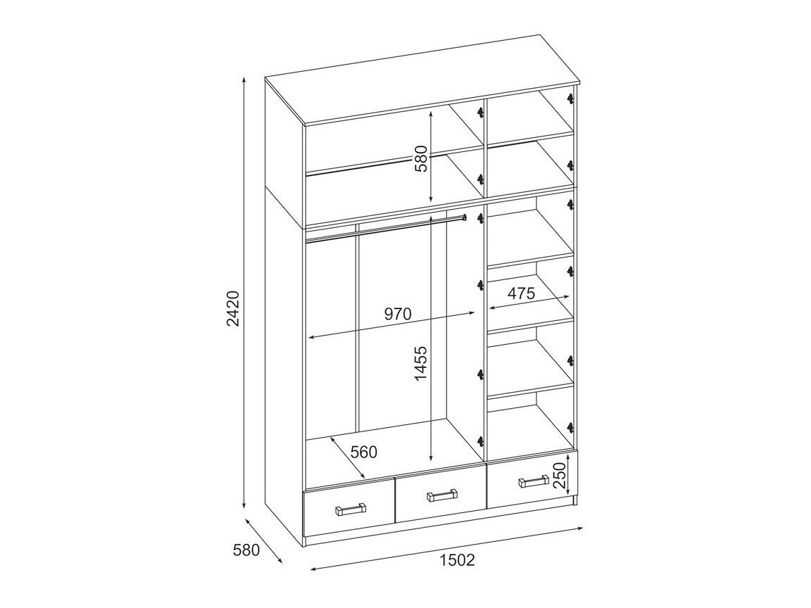 Kleiderschrank Lexington 159 (Lefkas-Eiche)