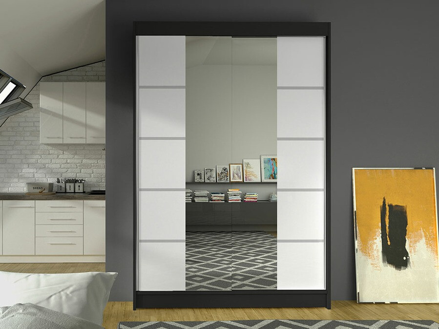 Kleiderschrank Closico Salvor V (Schwarz + Weiß)