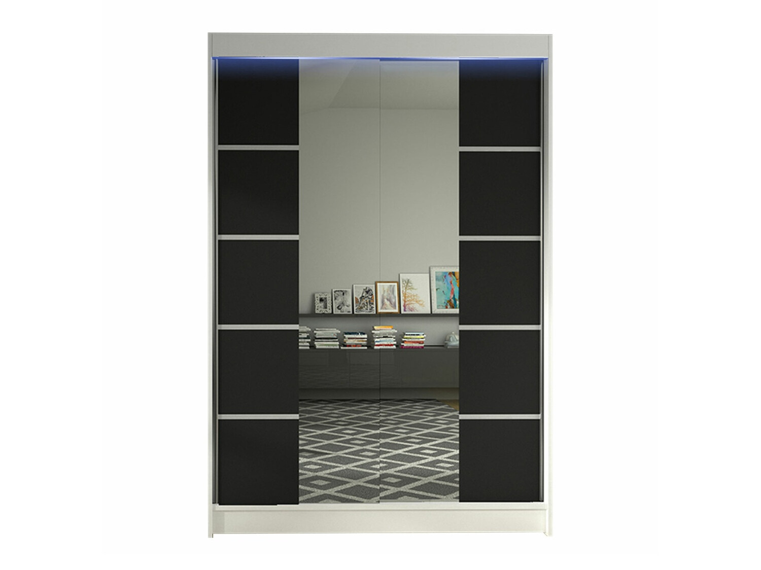 Kleiderschrank Closico Salvor V (Weiß + Schwarz)