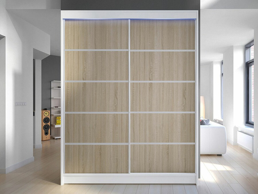 Kleiderschrank Closico Vastor IV (Weiß + Sonoma Eichenholzoptik)