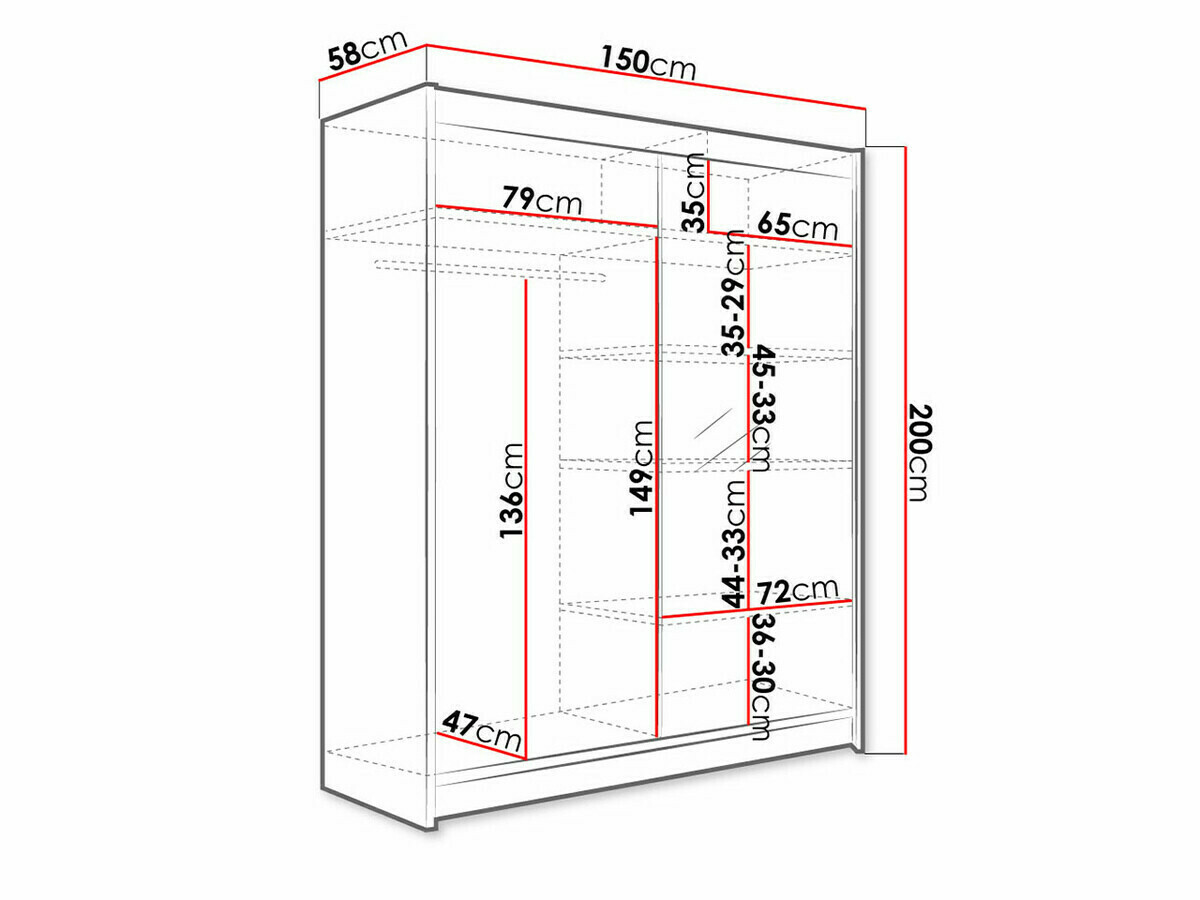 Kleiderschrank Closico 140 (Schwarz + Weiß)
