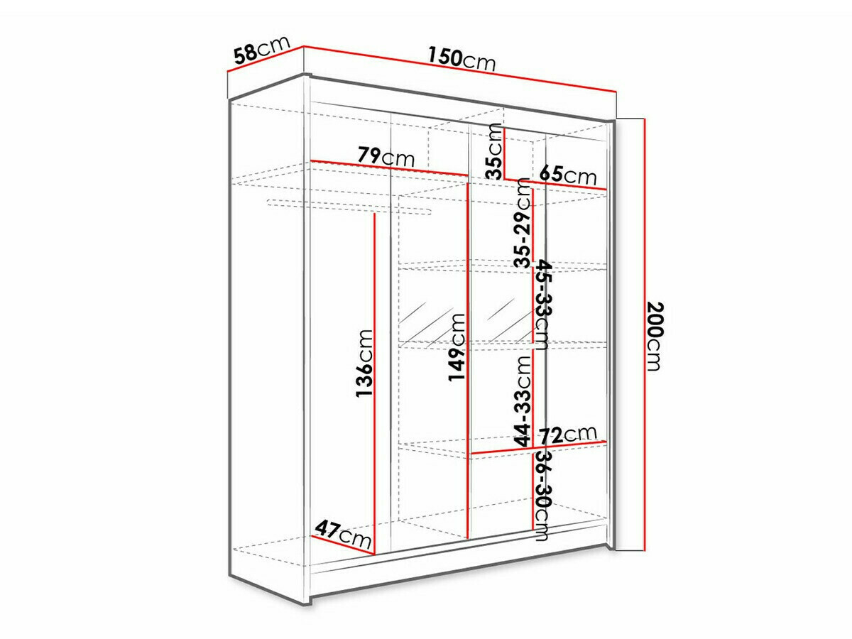 Kleiderschrank Closico 141 (Schwarz)