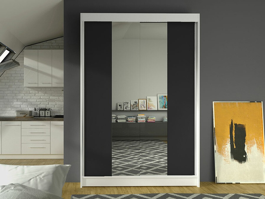 Kleiderschrank Closico 148 (Weiß + Schwarz)