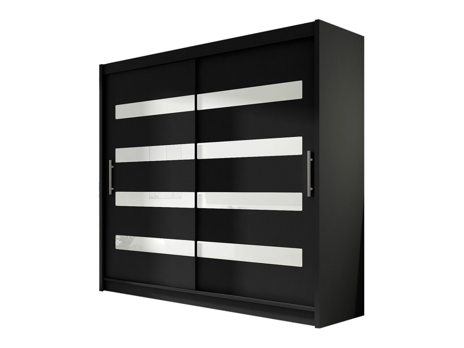 Kleiderschrank Closico Pallor XI (Schwarz + Weiß glänzend)