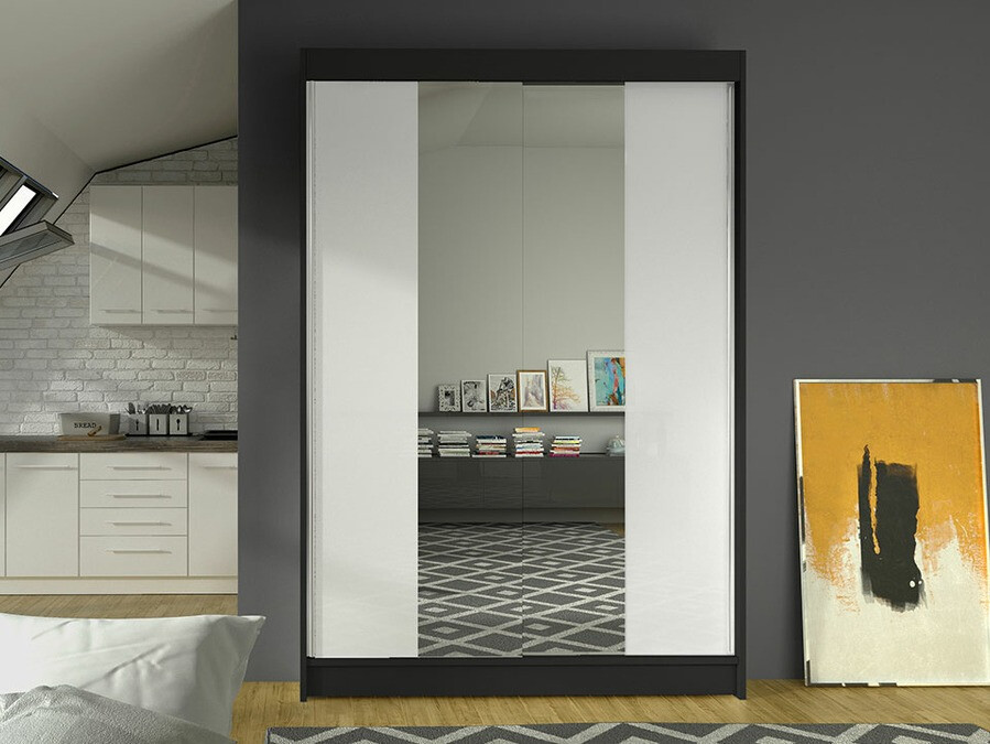 Kleiderschrank Closico Salvor II (Schwarz + Weiß)