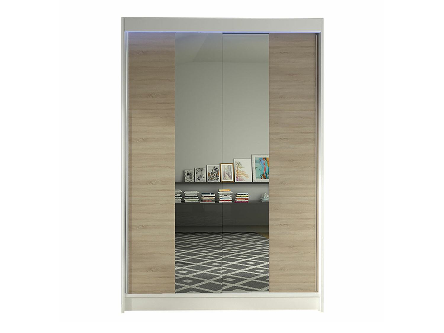 Kleiderschrank Closico Salvor II (Weiß + Sonoma Eichenholzoptik)
