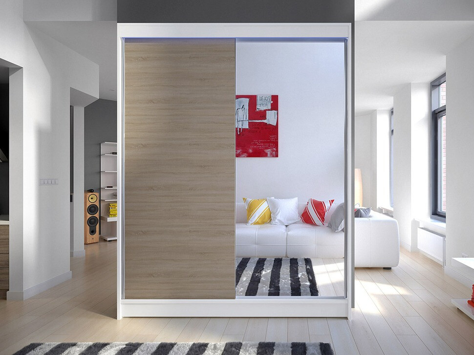 Kleiderschrank Closico Vastor I (Weiß + Sonoma Eichenholzoptik)