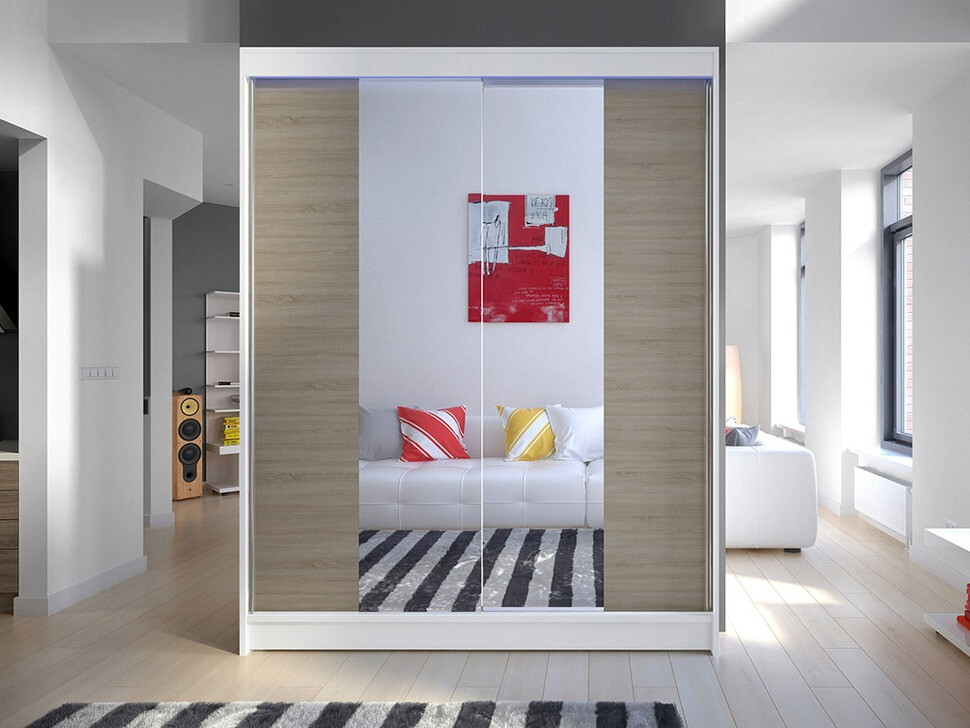 Kleiderschrank Closico Vastor II (Weiß + Sonoma Eichenholzoptik)