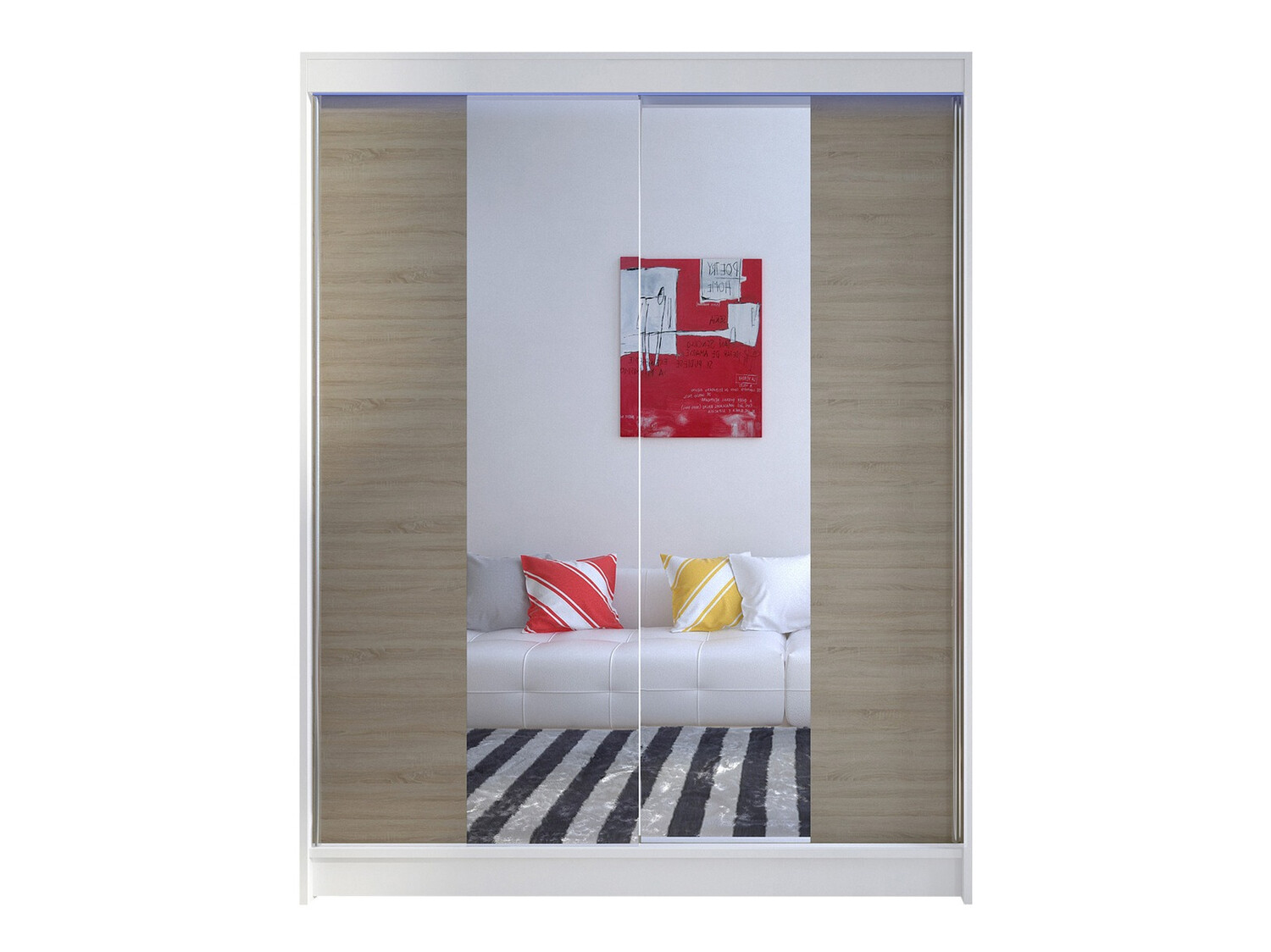 Kleiderschrank Closico Vastor II (Weiß + Sonoma Eichenholzoptik)