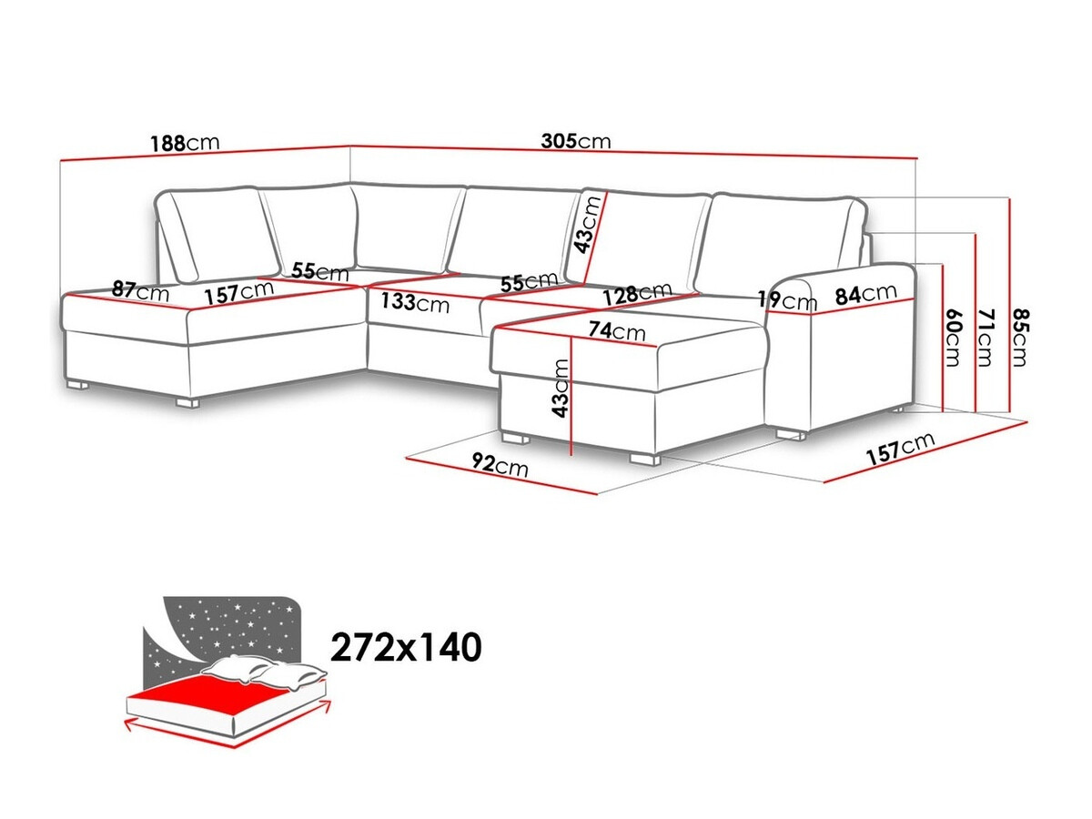 Ecksofa Comfivo 261 (Venus Velvet 2918 + Magic Velvet 2258-p102)