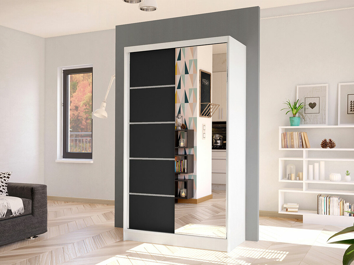 Kleiderschrank Closico Fractor III (Weiß + Schwarz)