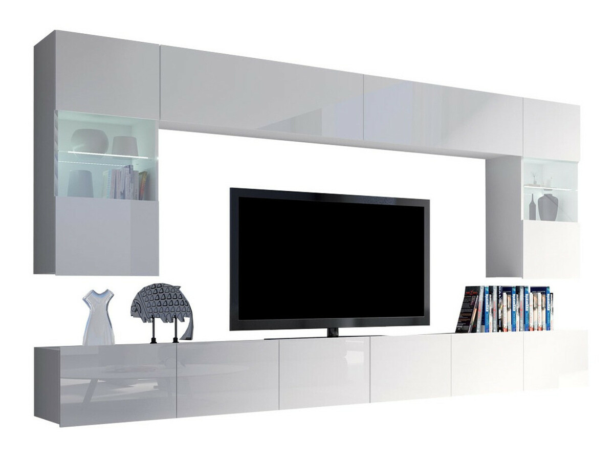 Wohnzimmer-Sets Remus I (Weiß + Weiß glänzend)
