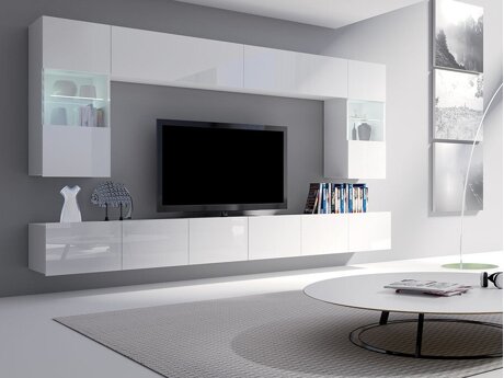 Wohnzimmer-Sets Tivdalu 105 (Weiß + Weiß glänzend)