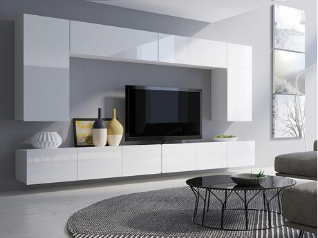 Wohnzimmer-Sets Tivdalu 135 (Weiß + Weiß glänzend)