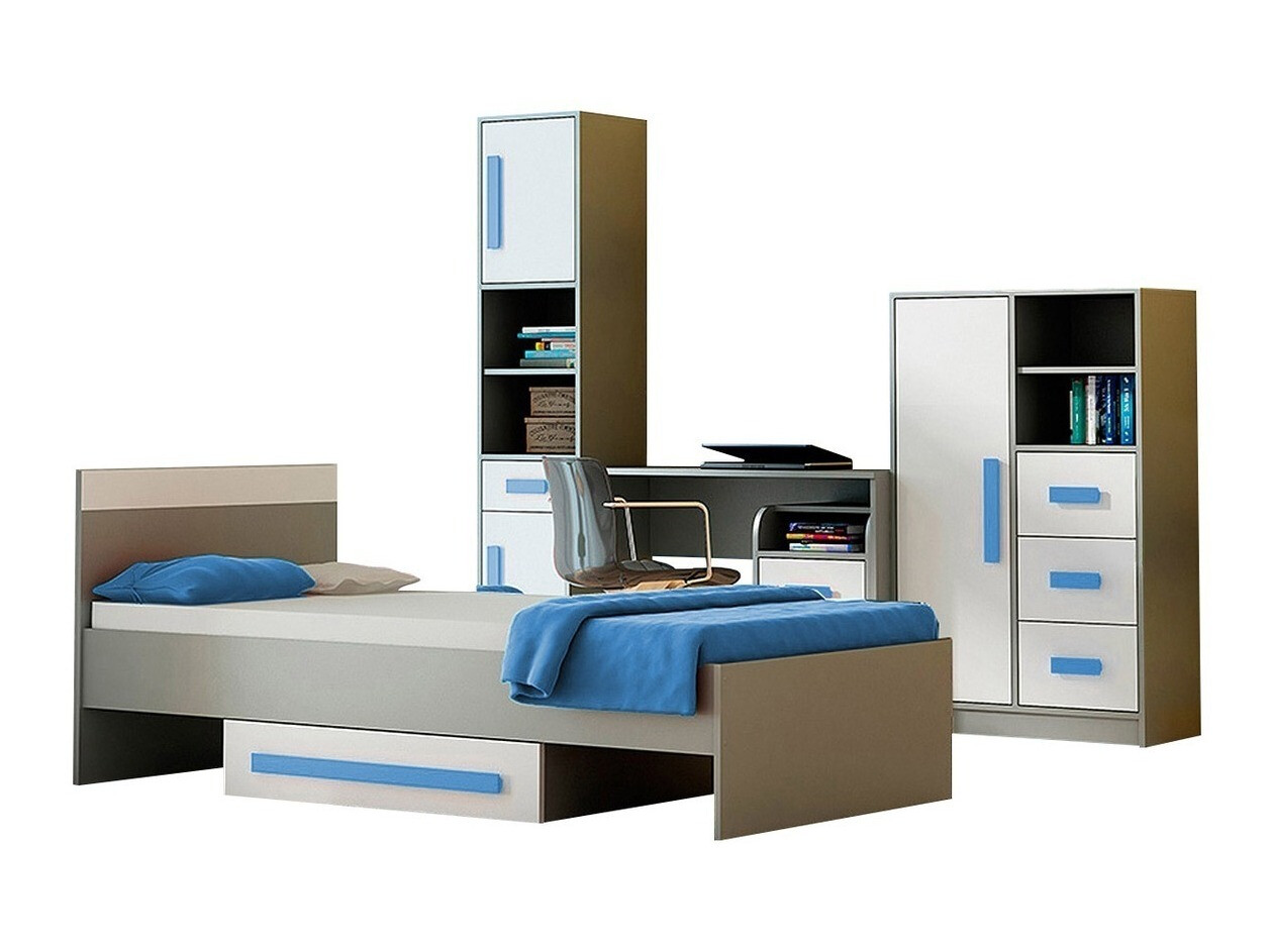 Bett Akron C112 (Grau + Weiß + Blau)