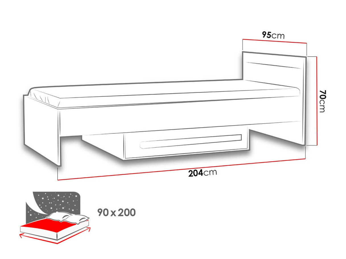 Bett Akron C112 (Grau + Weiß + Blau)