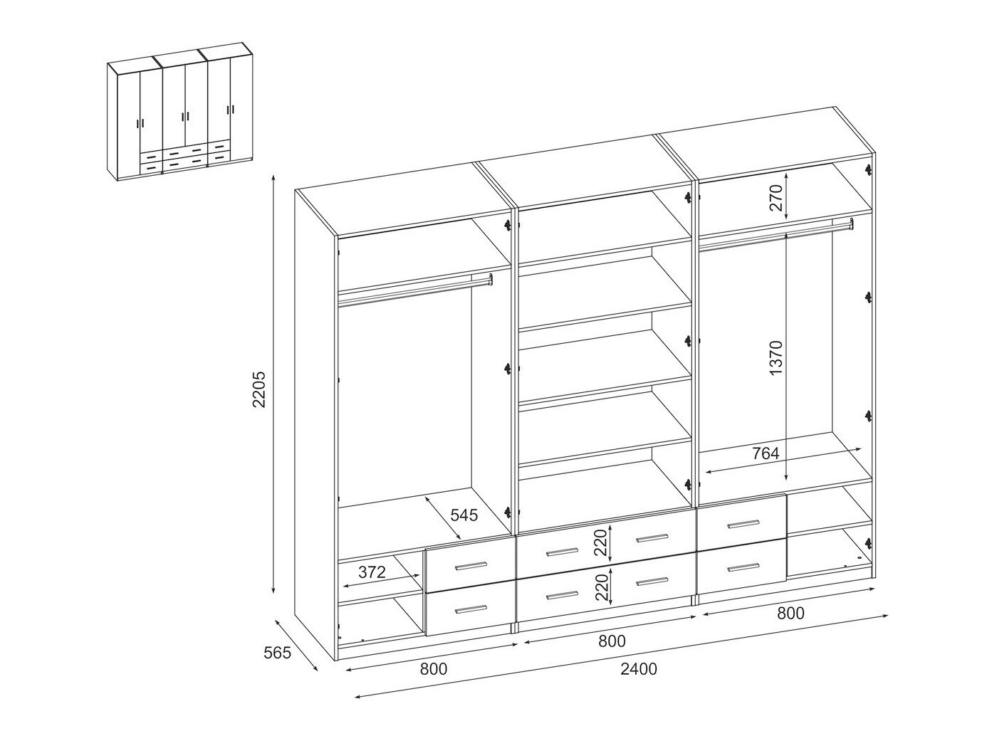 Kleiderschrank Lexington 144 (Sonoma Eichenholzoptik + Eichenholzoptik Sonoma dunkel)