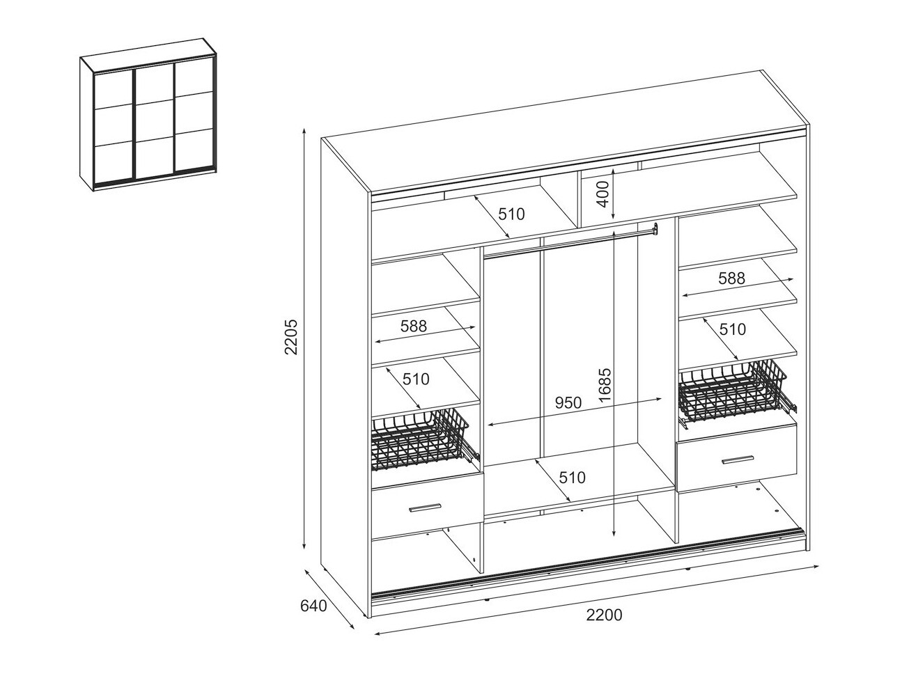 Kleiderschrank Lexington 147 (Sonoma Eichenholzoptik + Weiß)