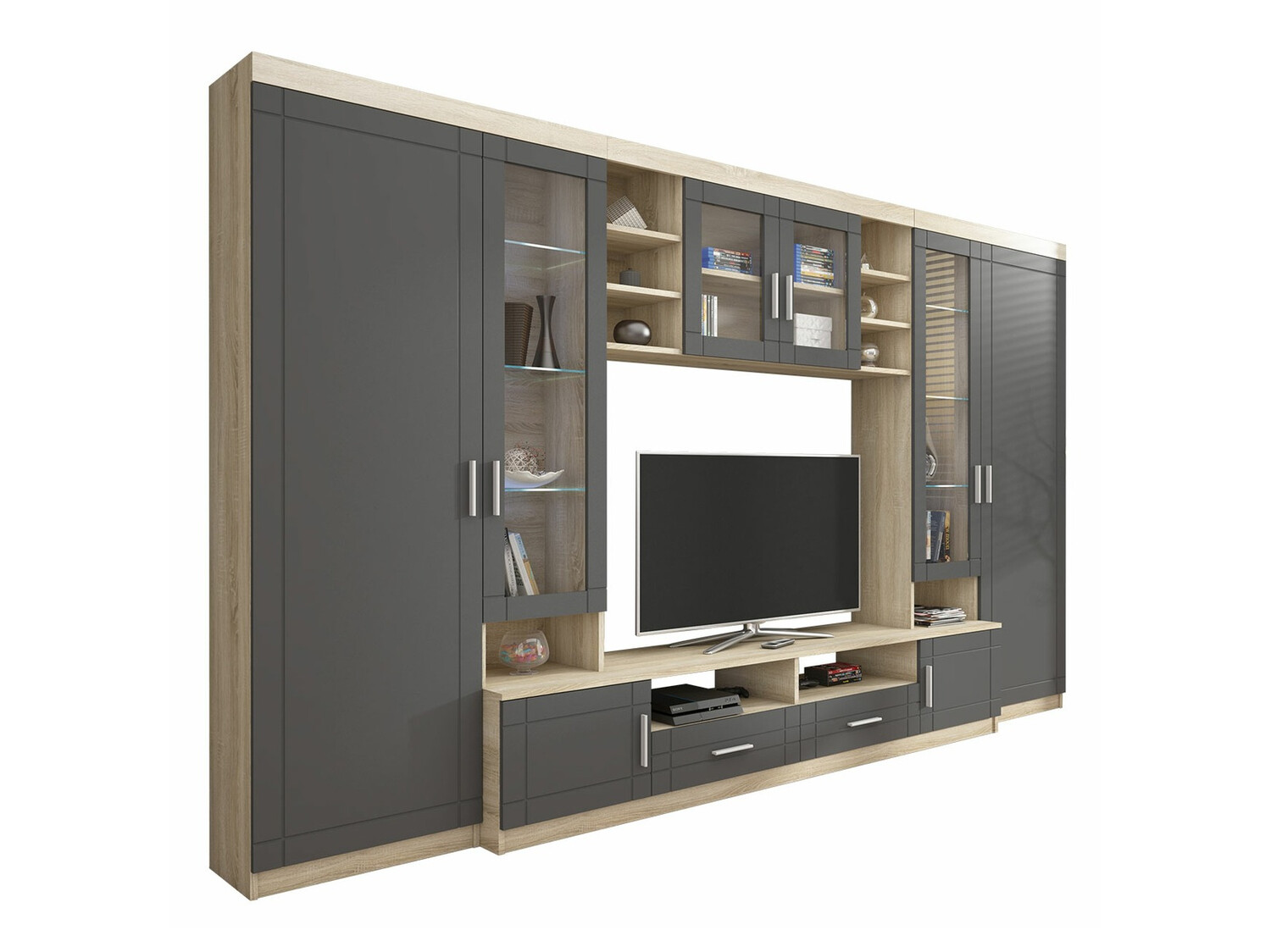 Wohnzimmer-Sets Bacces (Sonoma Eichenholzoptik + Graphit)