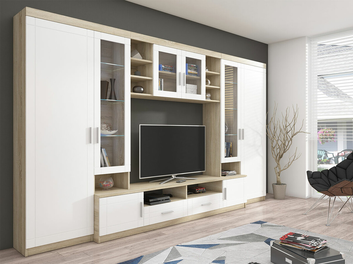 Wohnzimmer-Sets Bacces (Sonoma Eichenholzoptik + Weiß)