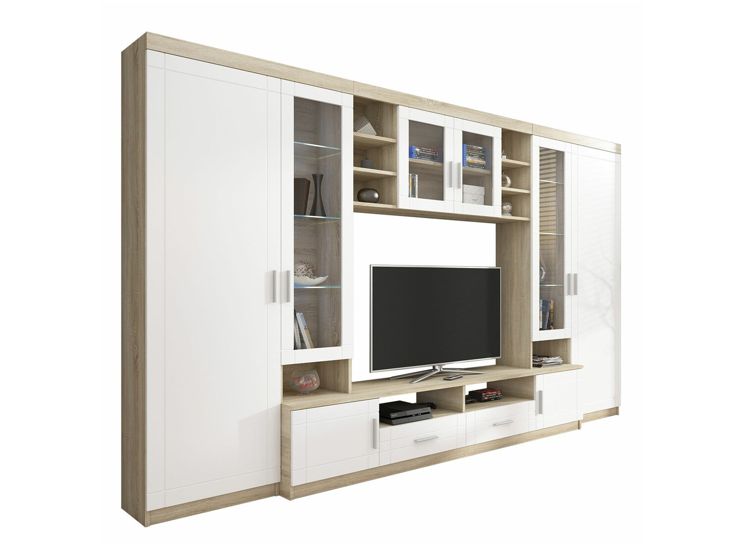 Wohnzimmer-Sets Bacces (Sonoma Eichenholzoptik + Weiß)