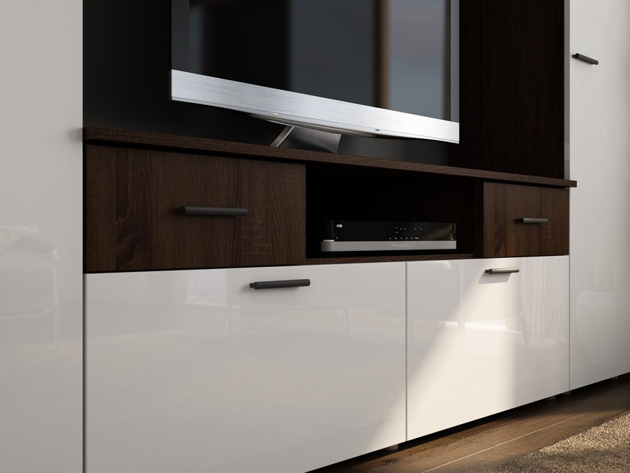 Wohnzimmer-Sets Lexington 130 (Eichenholzoptik Sonoma dunkel + Weiß glänzend)