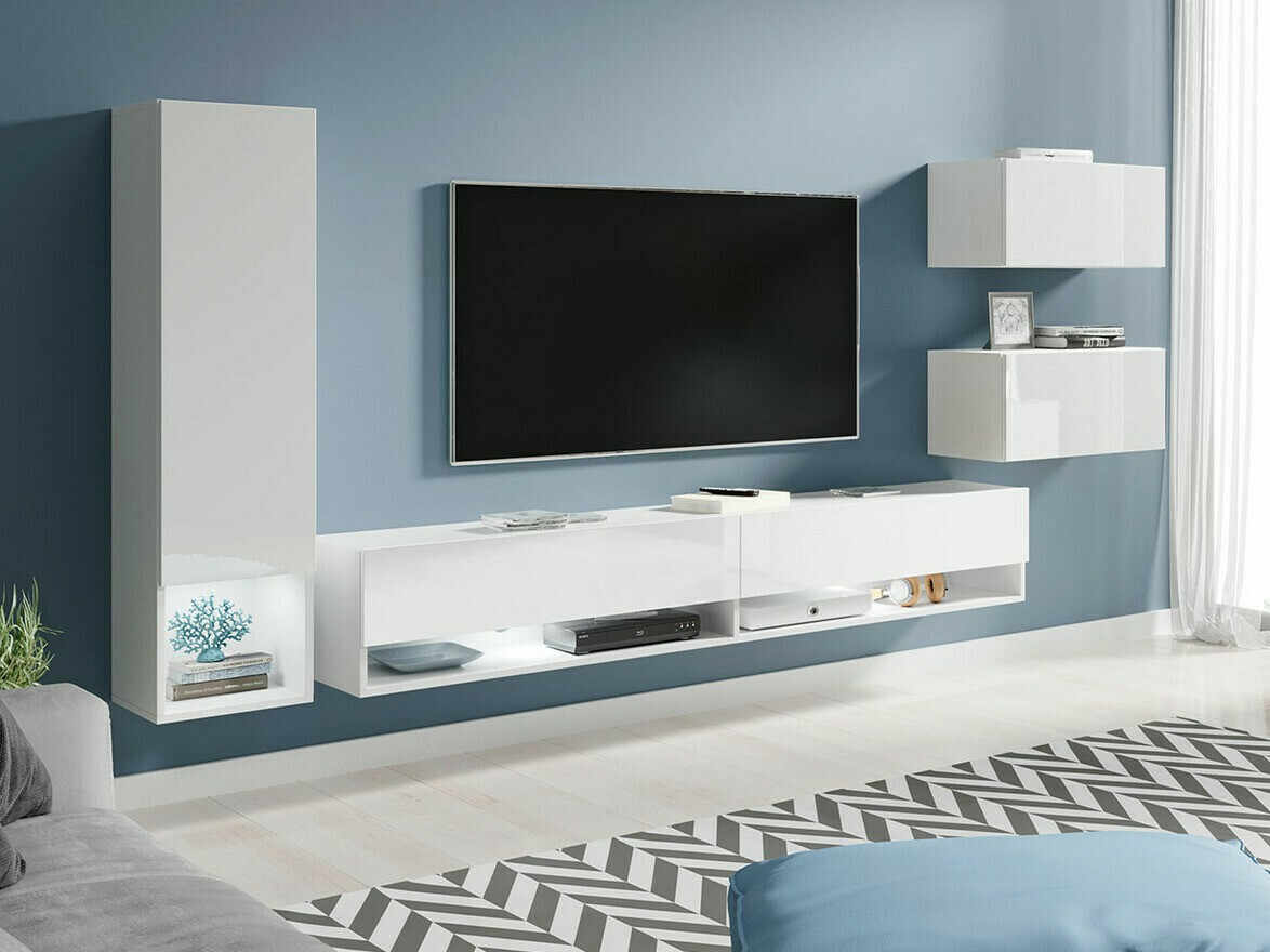 Wohnzimmer-Sets Sarasota 124 (Weiß + Weiß glänzend)