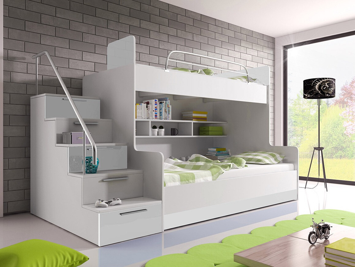 Etagenbett Campus (Weiß + Weiß glänzend)