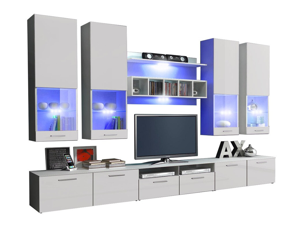 Wohnzimmer-Sets Caelum (Weiß + Weiß glänzend)