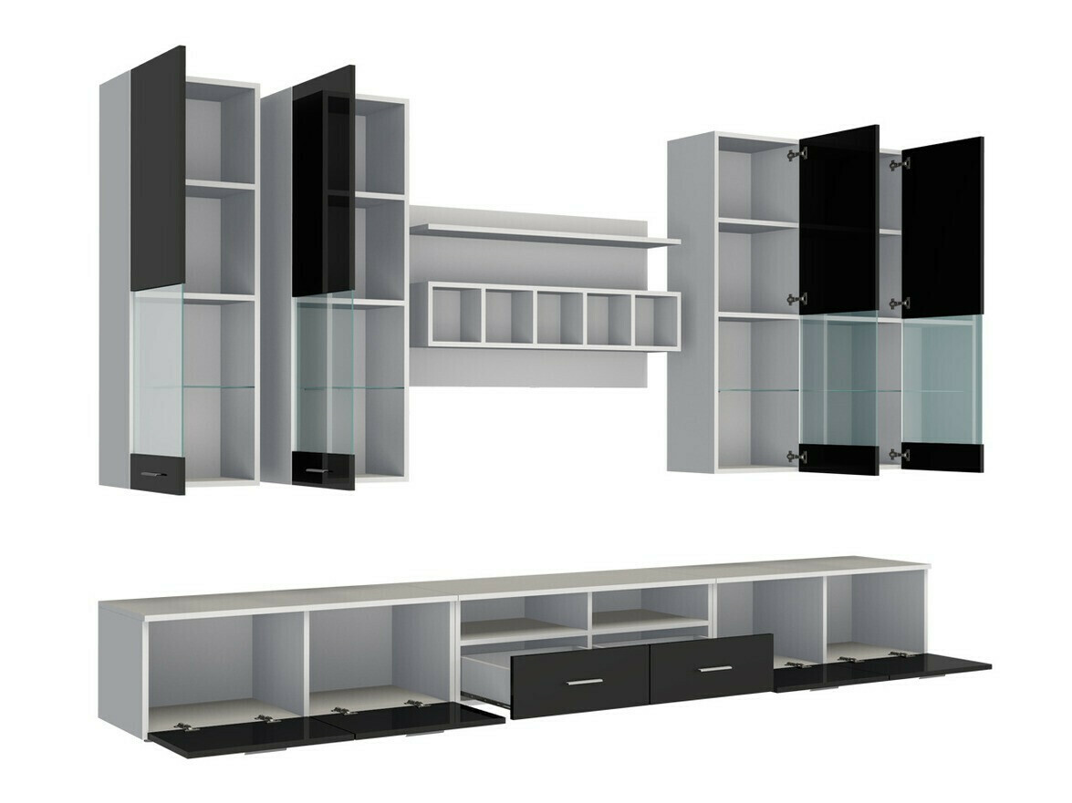 Wohnzimmer-Sets Caelum (Weiß + Weiß glänzend)