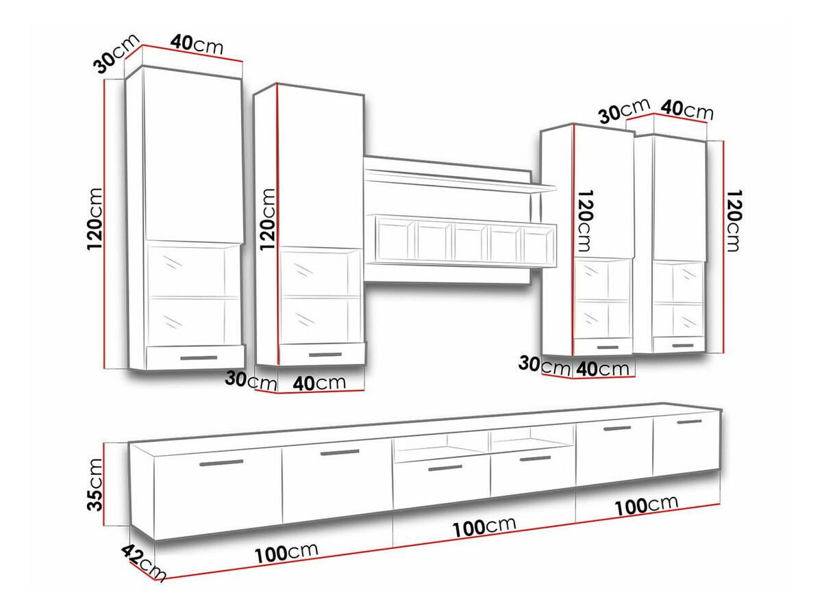 Wohnzimmer-Sets Caelum (Weiß + Weiß glänzend)